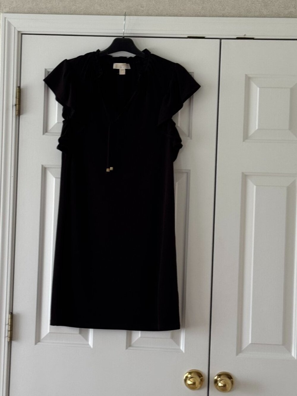 Classic Black Michael Kors Ruffle Sleeve Dress